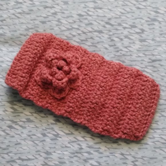 Handmade Crochet Burnt Orange Headband w/ Crochet Flower for Girls - Picture 1 of 5